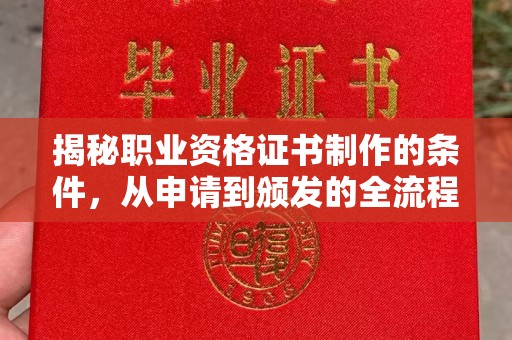 黔西南揭秘职业资格证书制作的条件，从申请到颁发的全流程解析